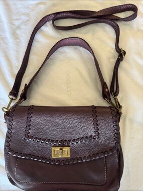 Crossbody or shoulder bag Italian burgundy leather
